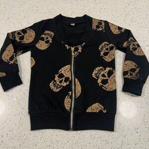 FEITONG Zip Skull Sweatshirt Skull Zipper Pull Size 5